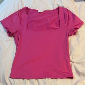 Vibrant Pink Square Neck Women's Tee